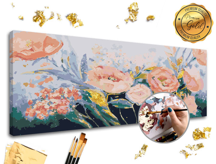 Slikanje po številkah PREMIUM GOLD - Vrt z vrtnicami – pogled 2