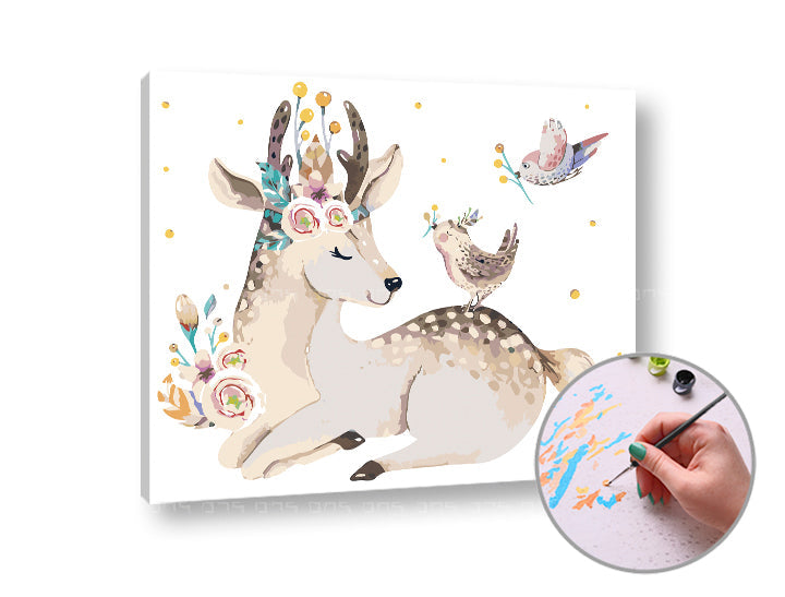 Slikanje po številkah SRNČEK BAMBI | nizka težavnost – pogled 2