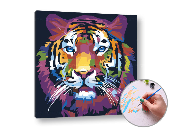 Slikanje po številkah TIGER JUNGLE | nizka težavnost – pogled 3