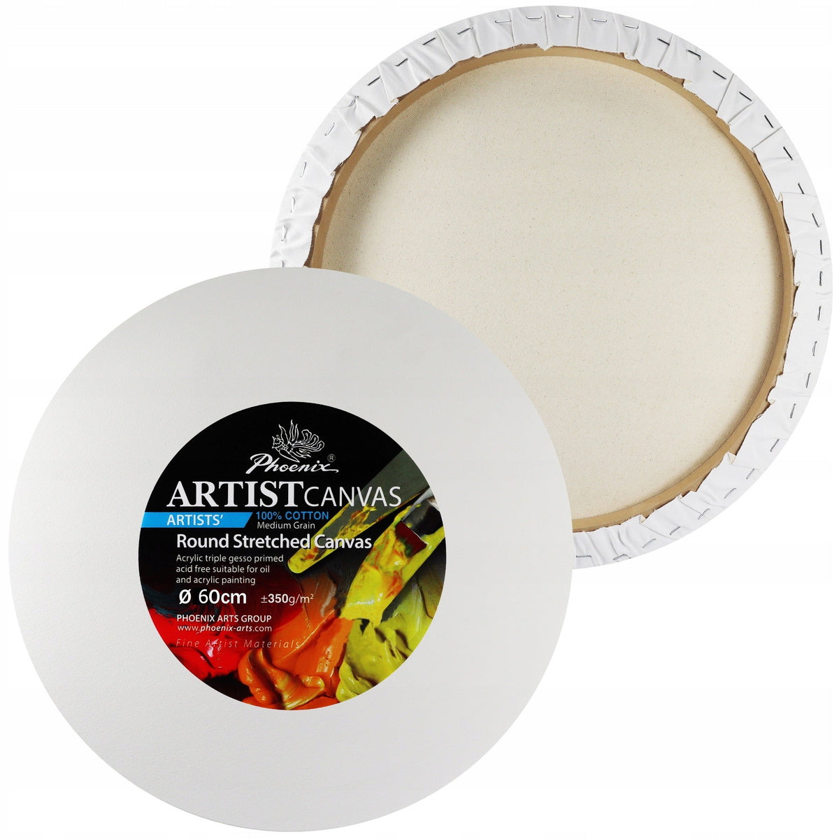 Slikarsko platno na okvirju Phoenix, okroglo, 350 g/m² | premeri 15–105 cm (osnovna velikost 20 cm)
