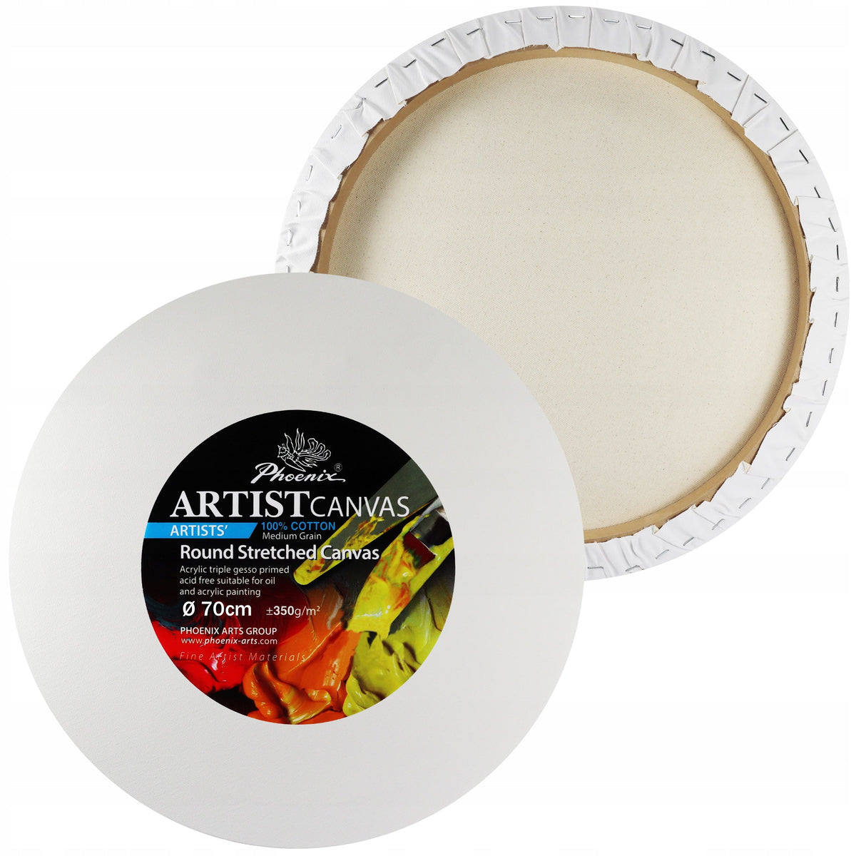 Slikarsko platno na okvirju Phoenix, okroglo, 350 g/m² | premeri 15–105 cm (osnovna velikost 20 cm)