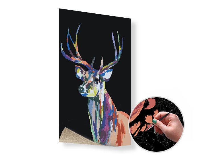 Slikarstvo po številkah BARVNI DEER | nizka težavnost SPECIAL BLACK EDITION – pogled 2