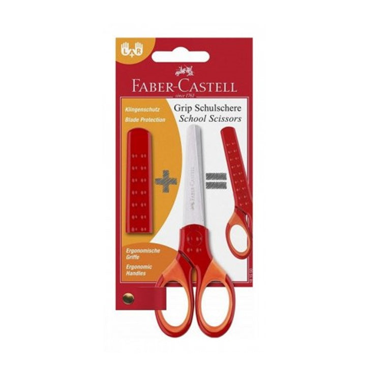 Šolske škarje z ovojnico Faber-Castell - rdeče