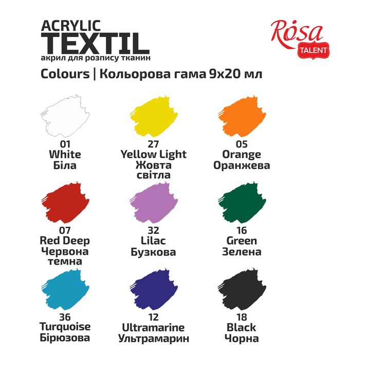 STYLE ROSA TALENT Set akrilnih barv za tekstil – pogled 5