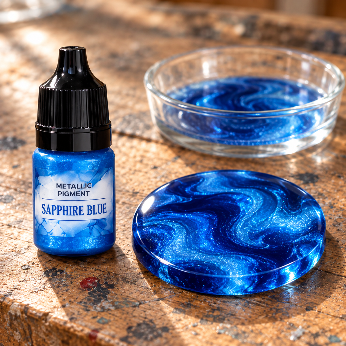 Tekoči kovinski pigment za smolo 5 ml – safirno modra (Sapphire Blue)