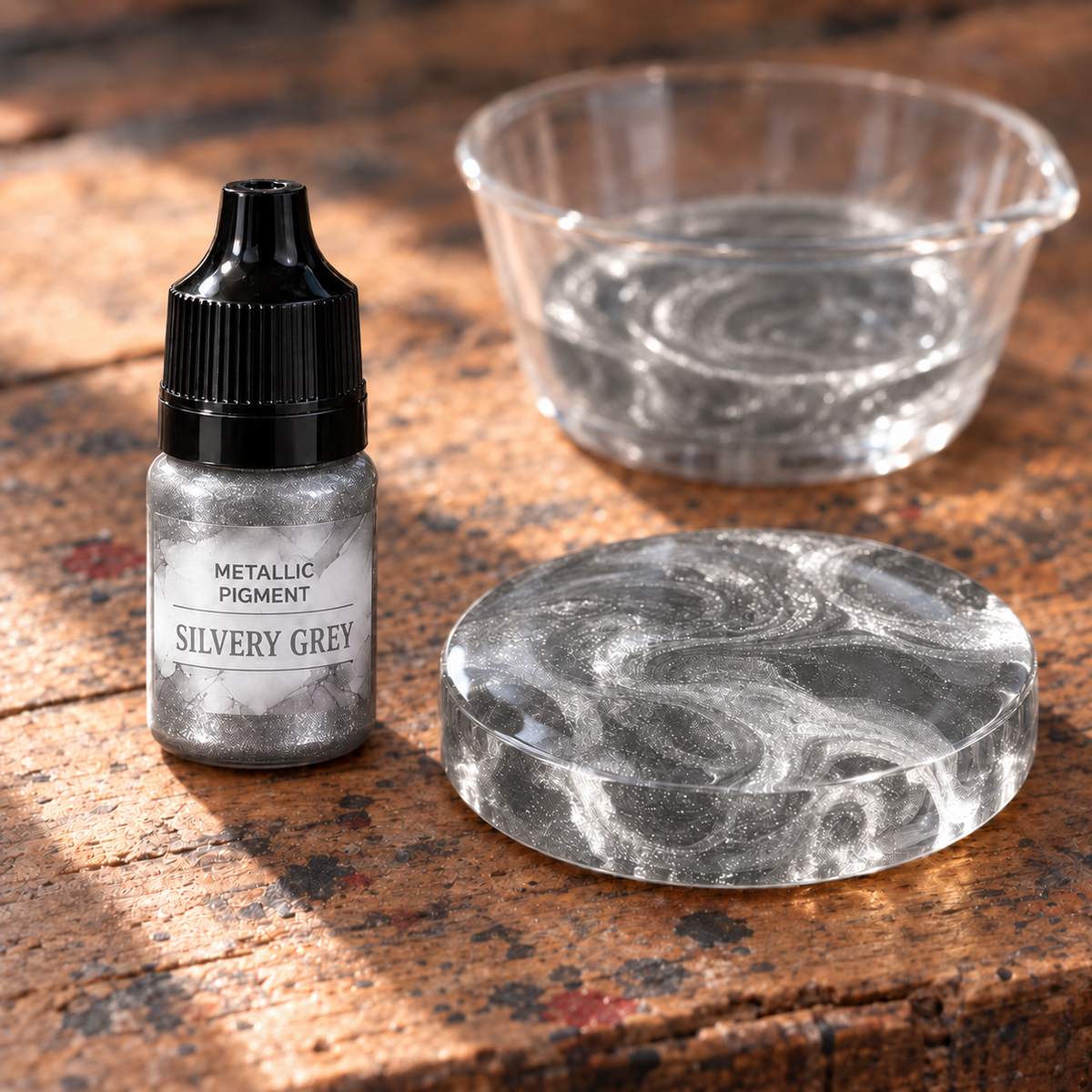 Tekoči kovinski pigment za smolo 5 ml – srebrna (Silvery Grey)