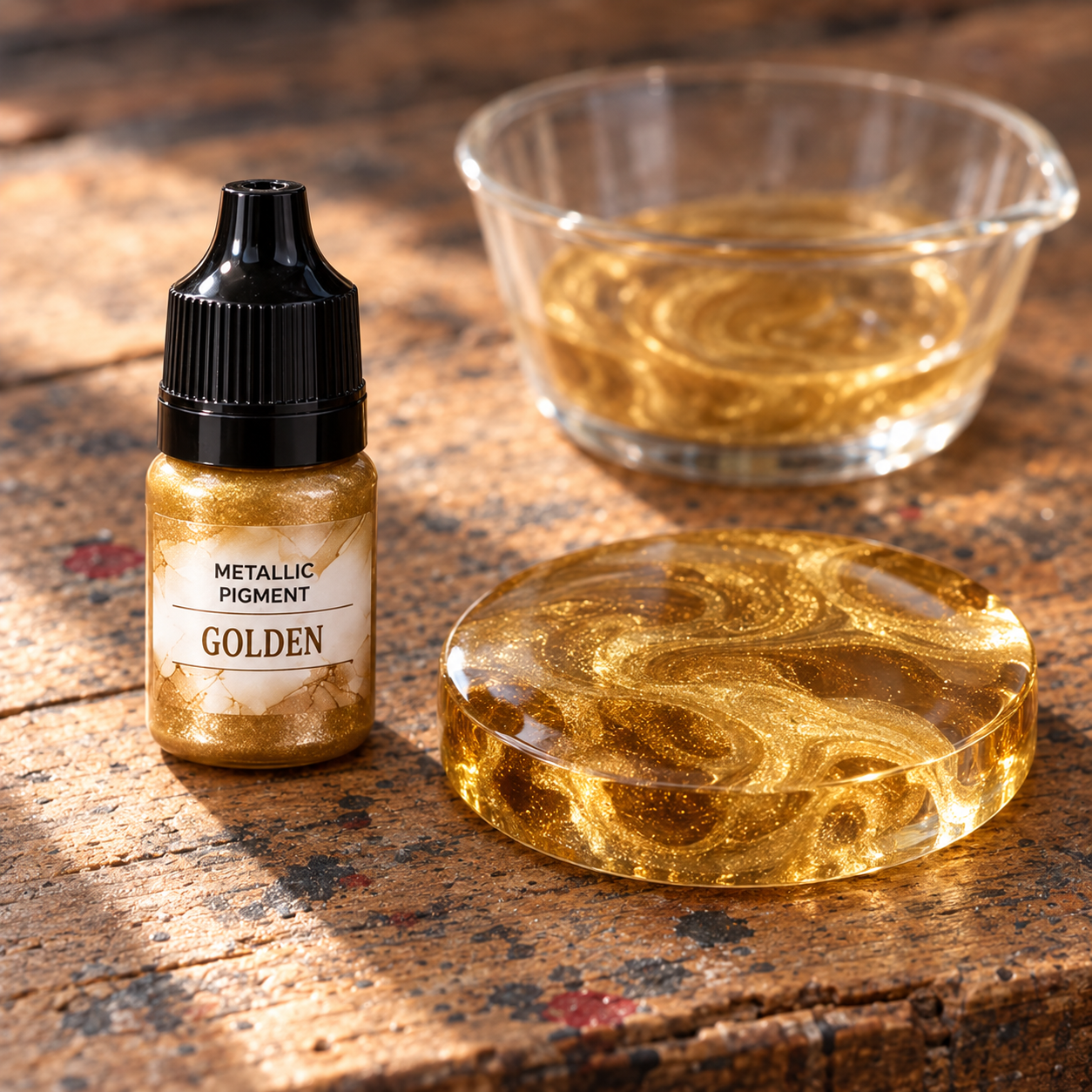 Tekoči kovinski pigment za smolo 5 ml – zlata (Golden)