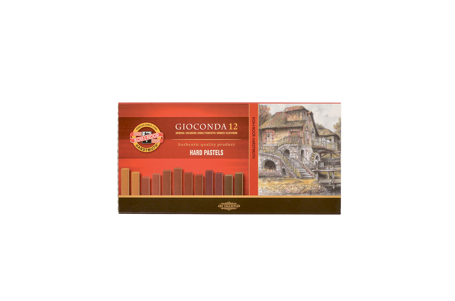 Trdi pasteli GIOCONDA - odtenki rjave - 12 kosov