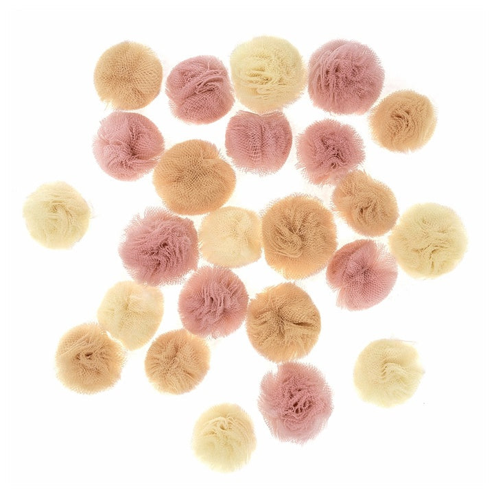 Tulle Pom Poms za izdelavo | 24 kosov, goli odtenki