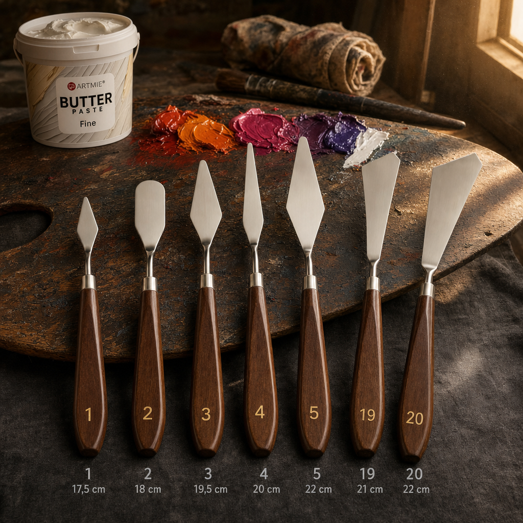 Umetniška slikarska lopatica – št. 20 široko poševno strgalo (22 cm)