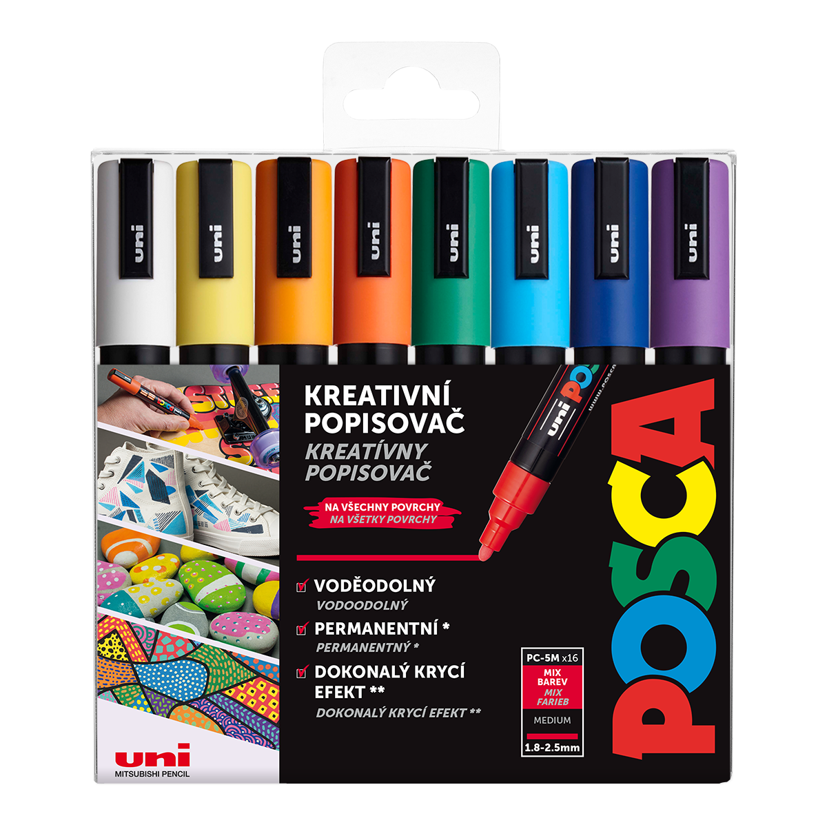 Posca set markerjev PC-5M, 1,8 – 2,5 mm, mešane barve (16 kosov)