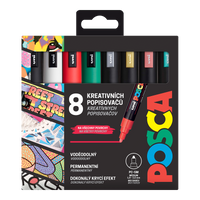 Posca set flomastrov PC-5M CHRISTMAS, 1,8 - 2,5 mm, božične barve - 8 kos