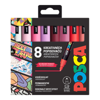 Posca komplet markerjev PC-5M, LOVE, 1,8 - 2,5 mm, mešanica toplih tonov (8 kosov)