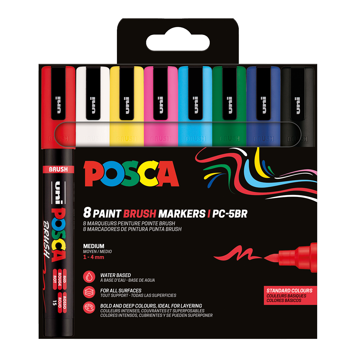Posca komplet markerjev PC-5BR, 1 – 4 mm, osnovne barve – 8 kosov