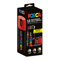 Posca kombinirani set flomastrov v pločevinasti škatli – 13 kosov (PC-3M, PC-5M, PC-5BR)