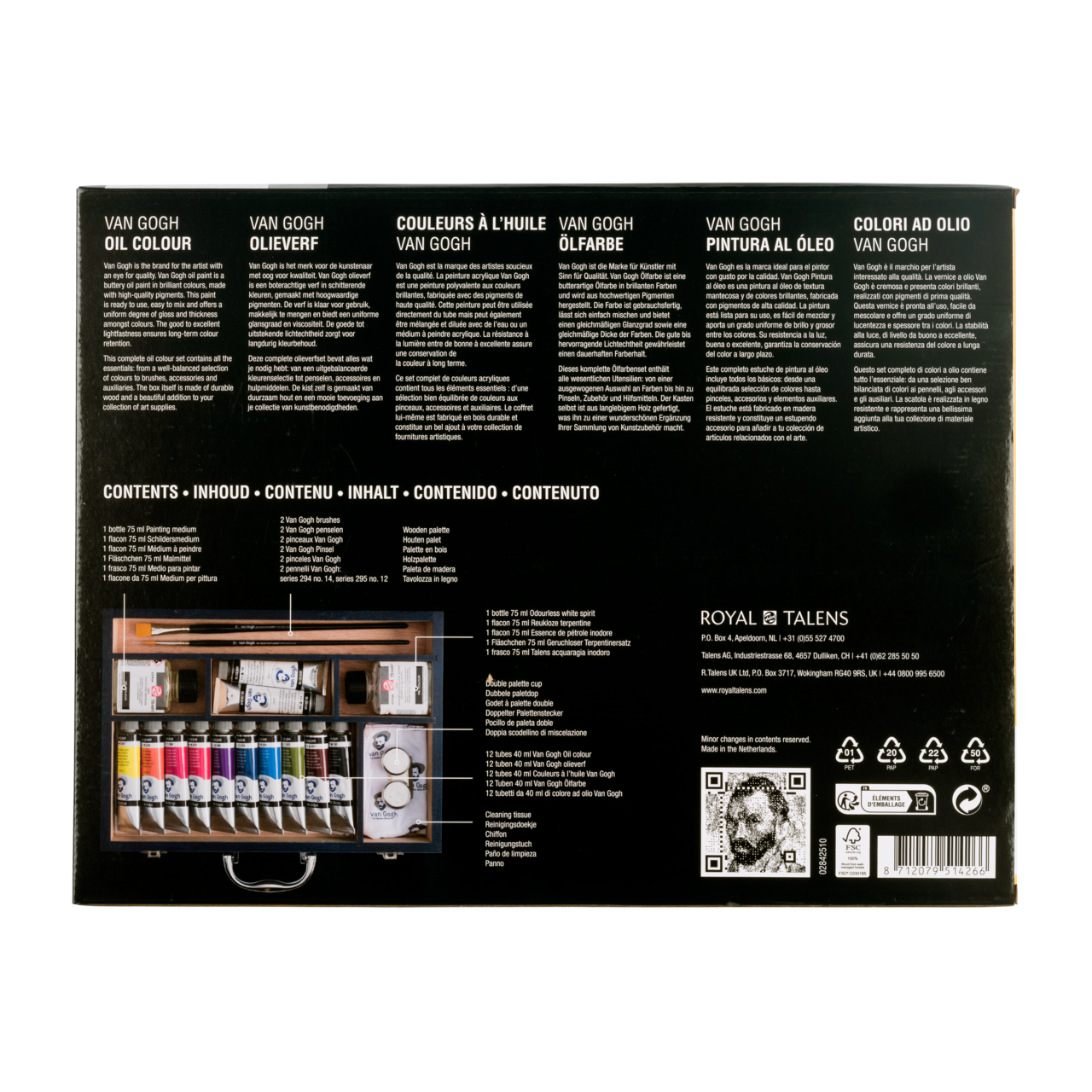 Set oljnih barv ROYAL TALENS Van Gogh začetni komplet XL 12 x 40 ml + pribor