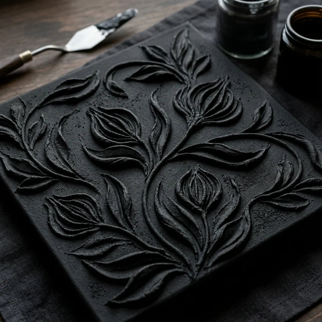 Črn izklesan relief iz 3D reliefne paste za modeliranje Midnight