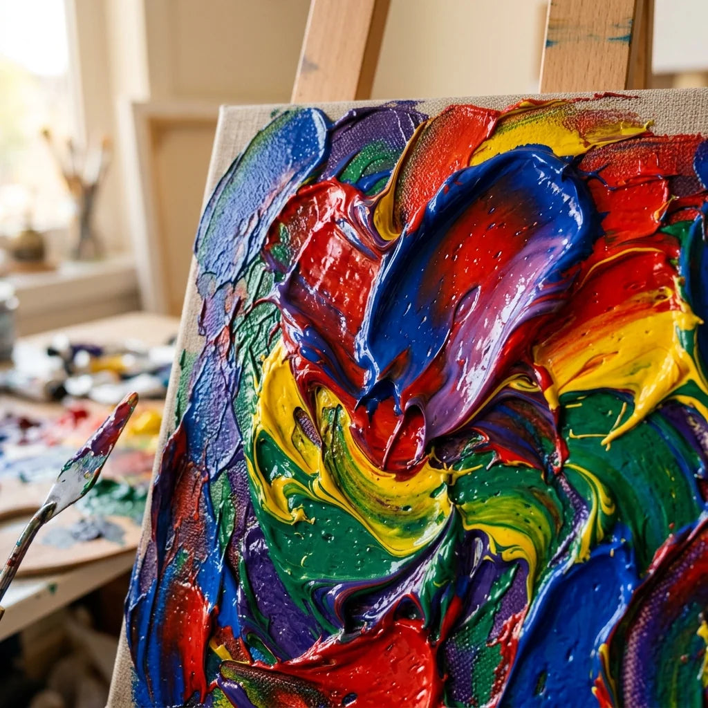 Debele impasto teksture z akrilnimi barvami El Greco