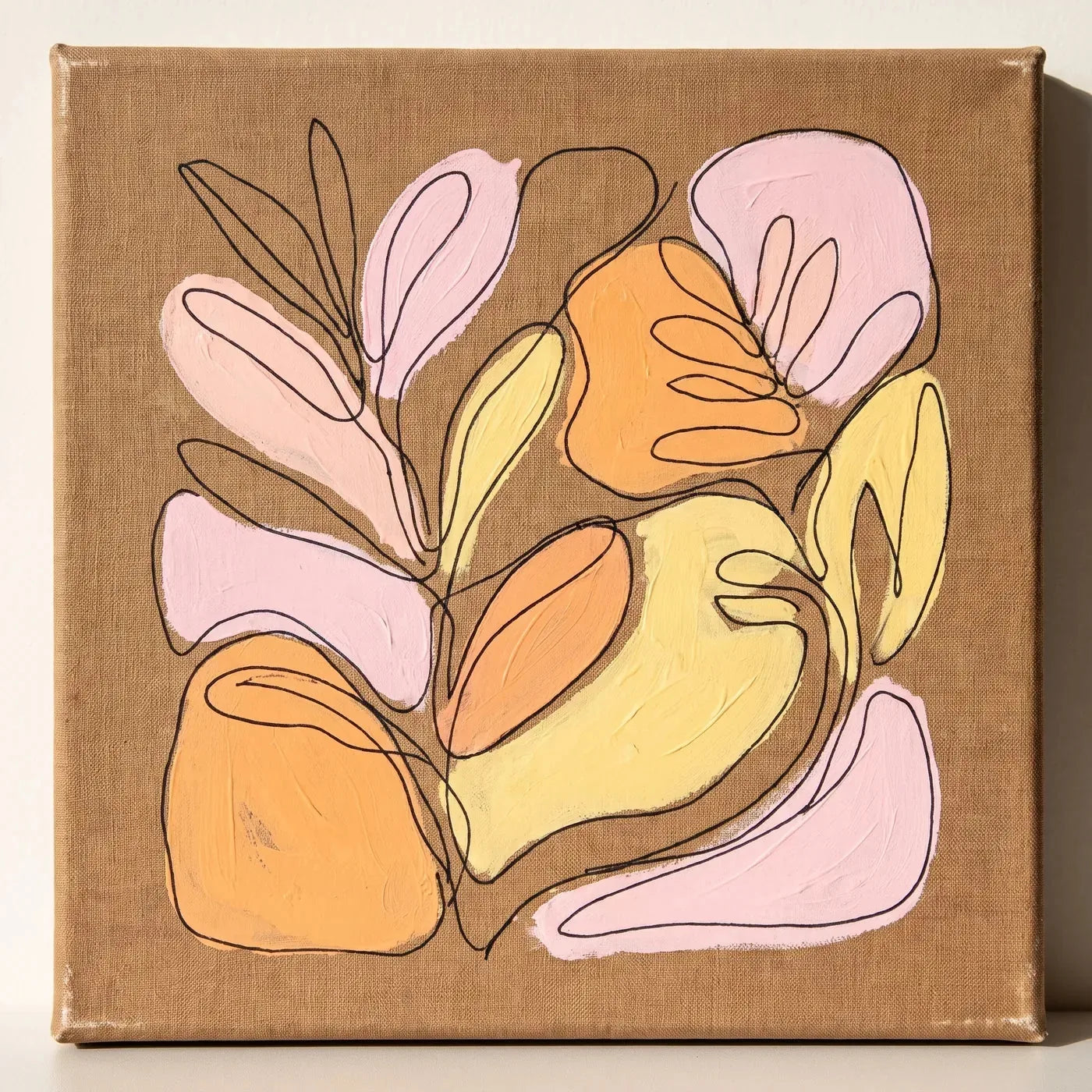Line art s pastelnimi zapolnitvami — kombinirana tehnika na surovem platnu NATURE ARTMIE