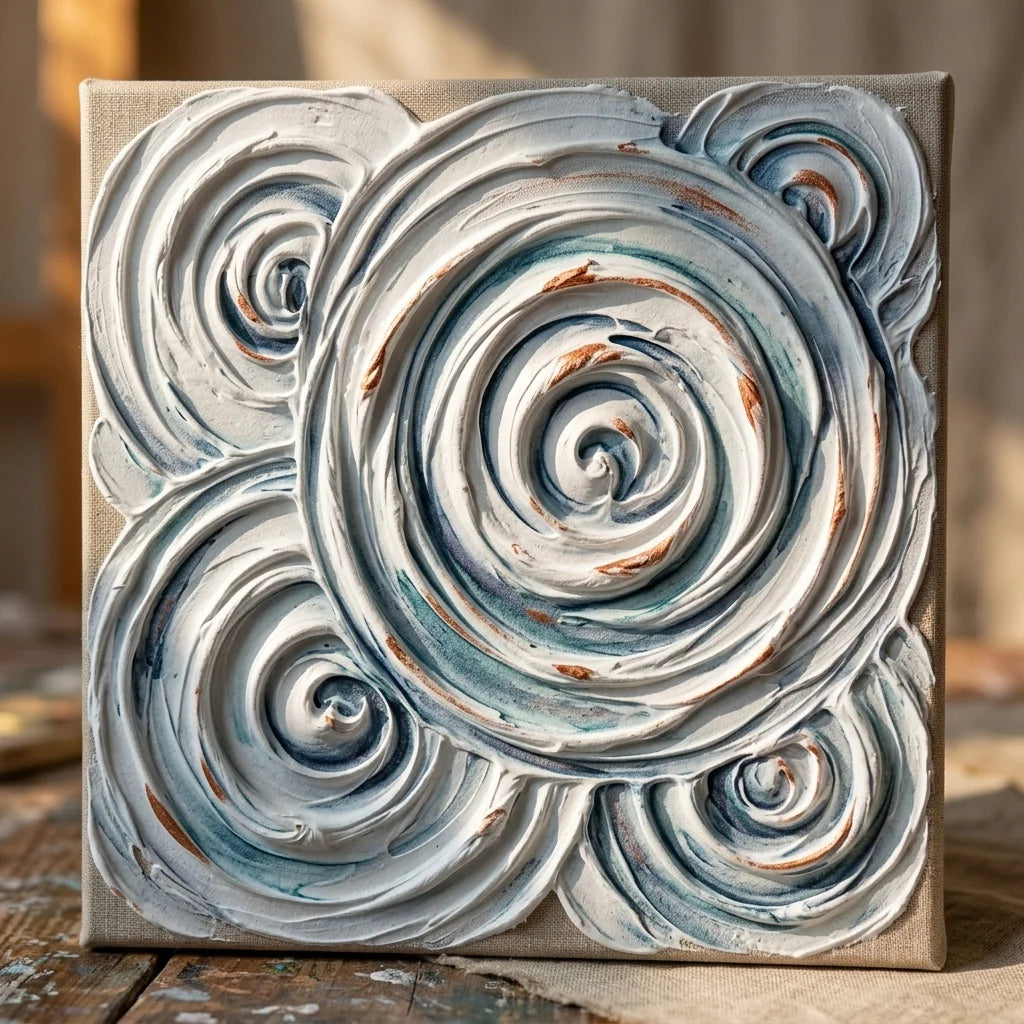 Abstraktne strukture s pasto Butter — spiralne oblike na platnu