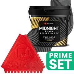 ARTMIE Midnight Black Relief Paste Set z likovnim glavnikom